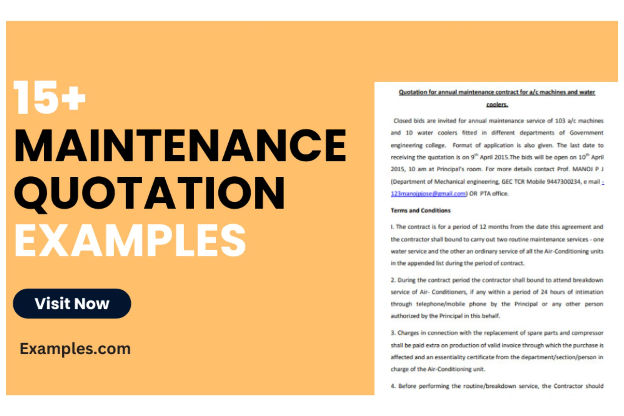 how to quote quarterly year annual maintenance contract generator