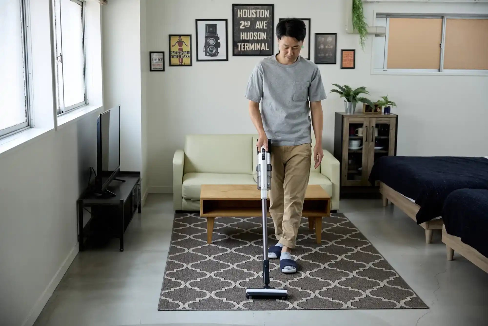 How do you use a carpet to make your room appear larger